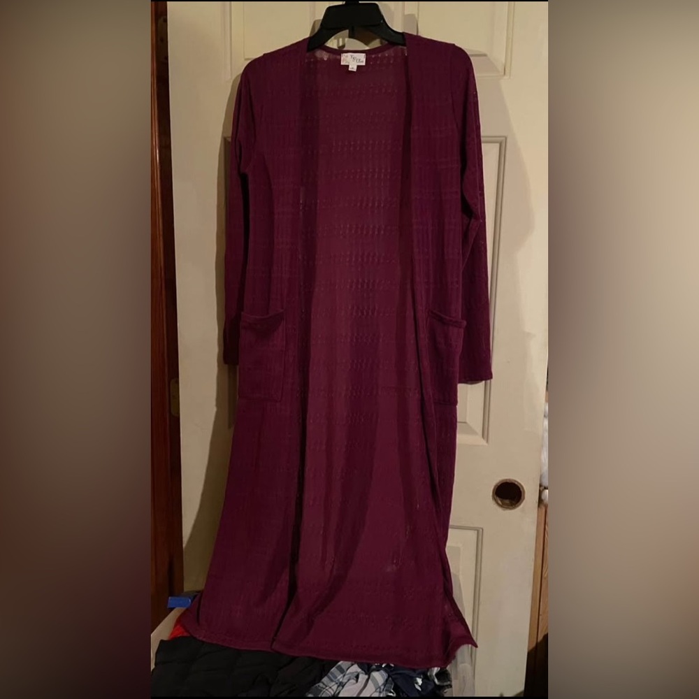 Elegant Purple Long Sleeve Open Cardigan